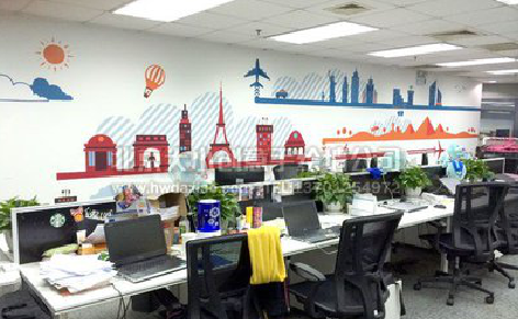 内黄教你设计办公室墙绘的方法。